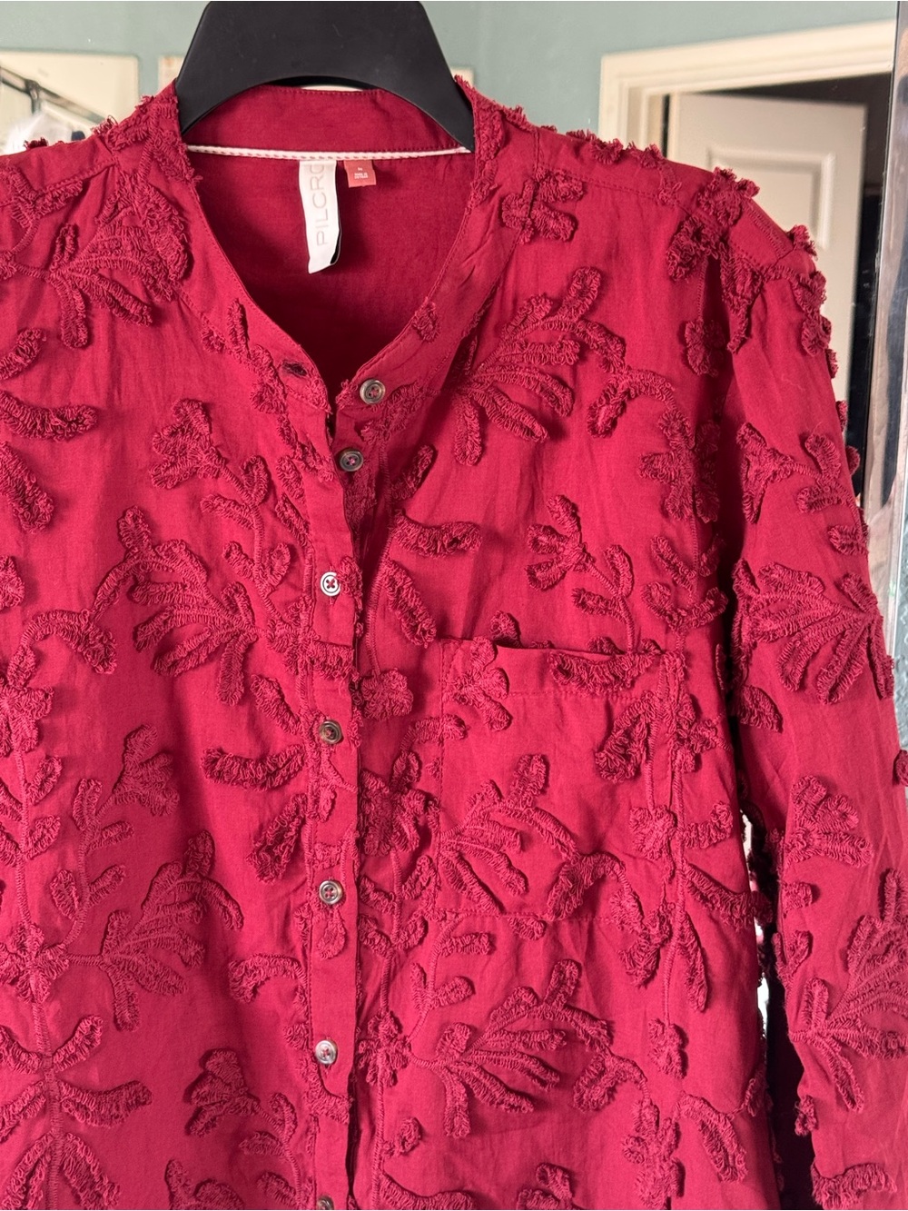 Anthropologie Whitney Floral Textured Trapeze Blouse Size Medium